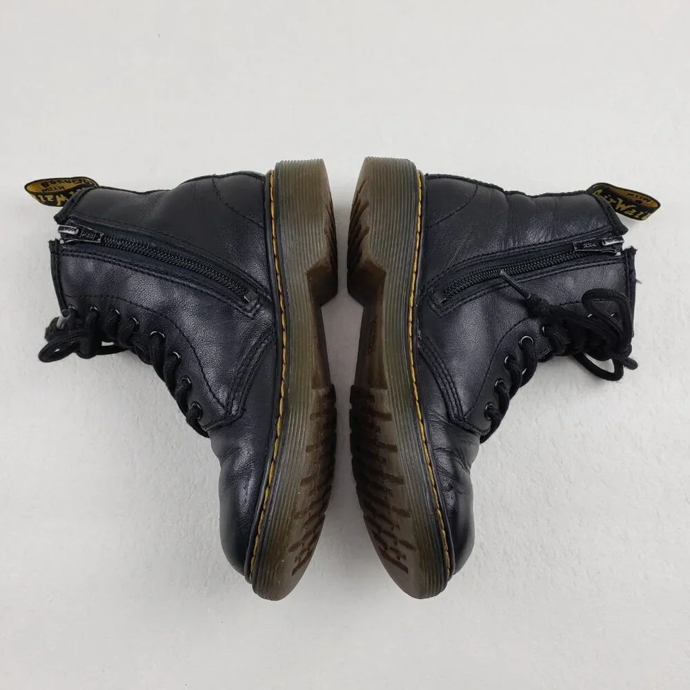 Dr Martens 1460 Softy T Boot Kids 12 Black Leather Side Zip Combat Grunge Junior